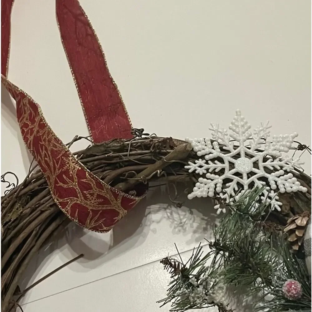 Christmas Owl Buffalo Plaid Grapevine Wreath 16